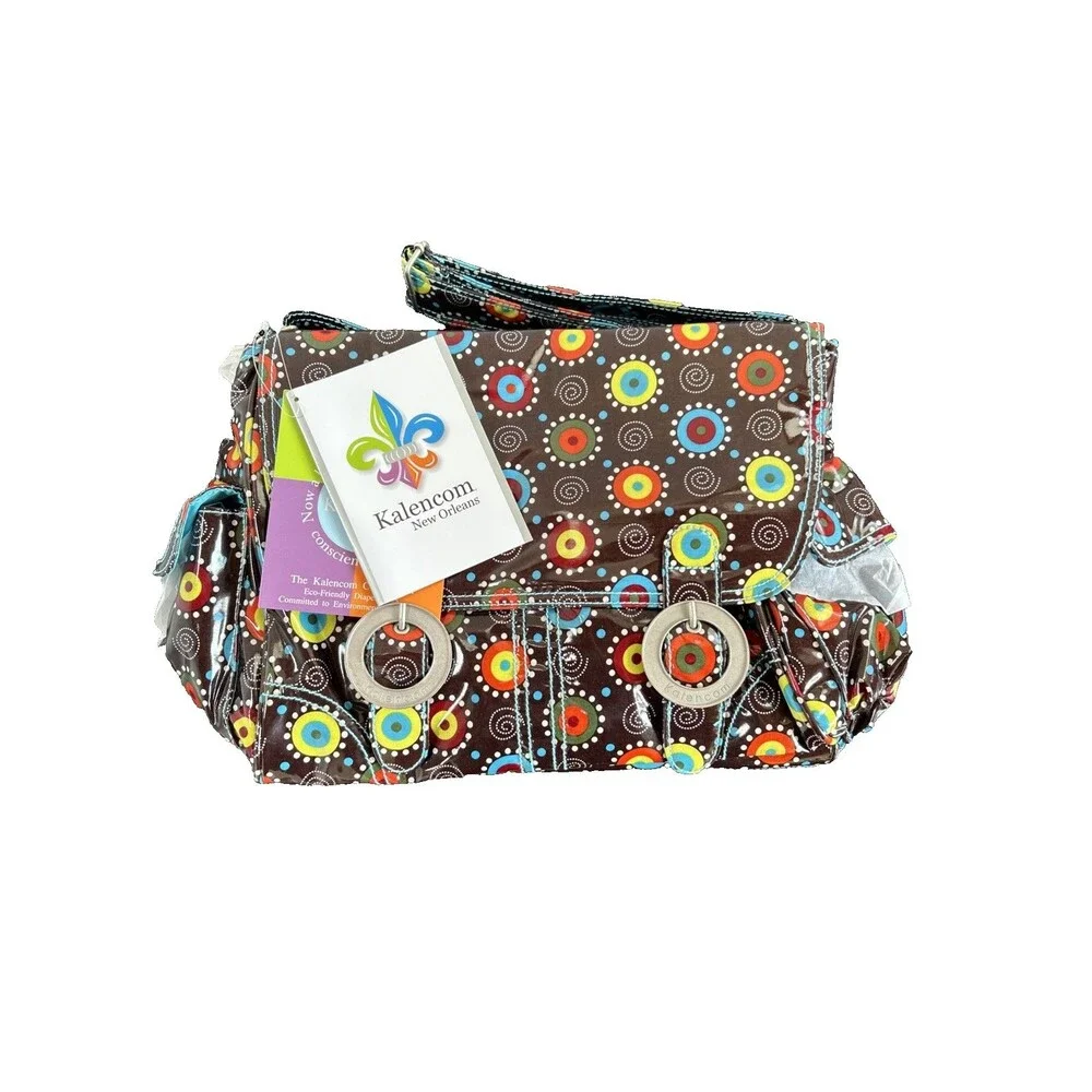 Kalencom New Orleans Coated Diaper Bag Colorful Retro Circle Dot Print NEW